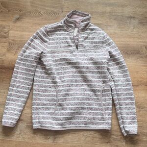 Thread & Supply Mauve Stripe Quarter Zip Flannel S